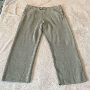 FIGS Loungewear Ribbed‎ Wide Leg Drawstring Pants Size Large Tan
